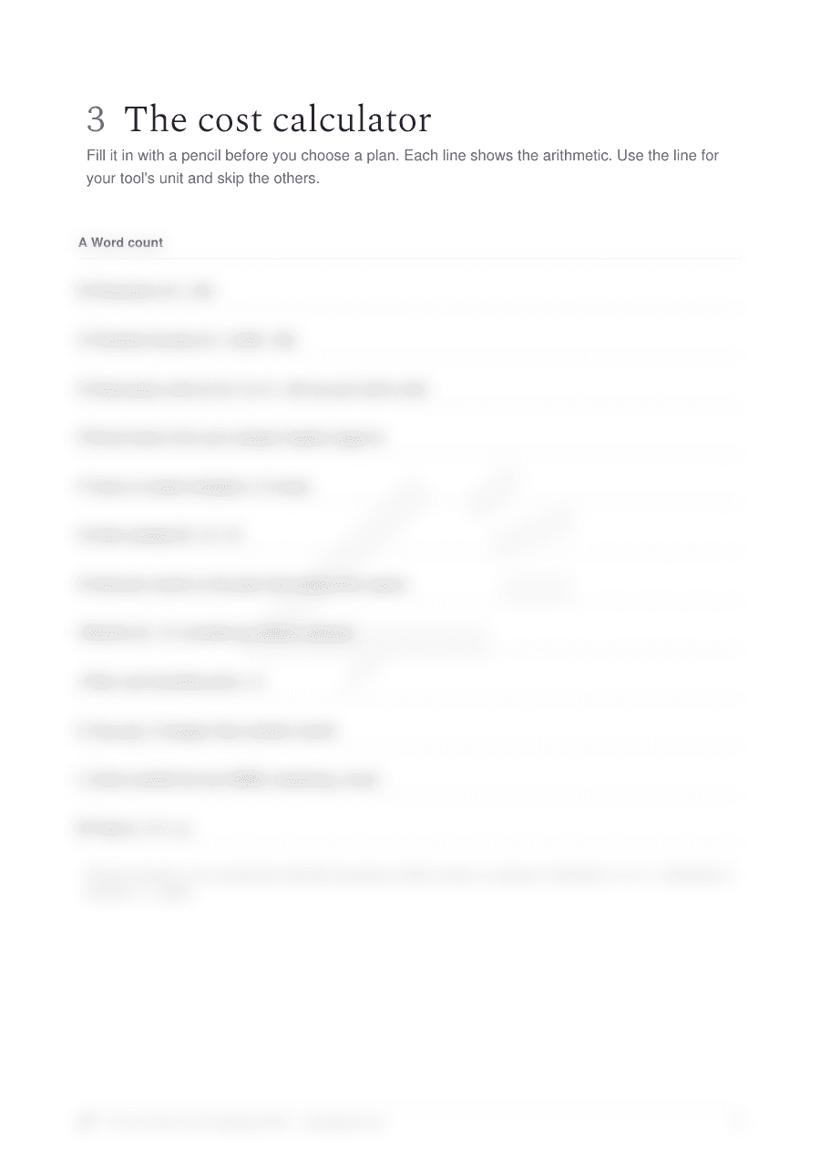 The fill-in cost calculator from The True Cost of an AI Audiobook 2027